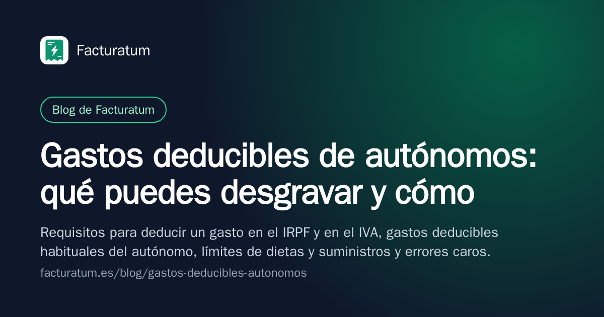 Portada: Gastos deducibles de autónomos: qué puedes desgravar y cómo