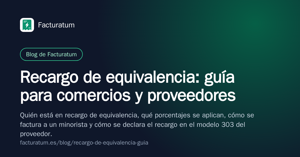 Portada: Recargo de equivalencia: guía para comercios y proveedores